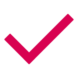 Red checkmark symbol on a black background.